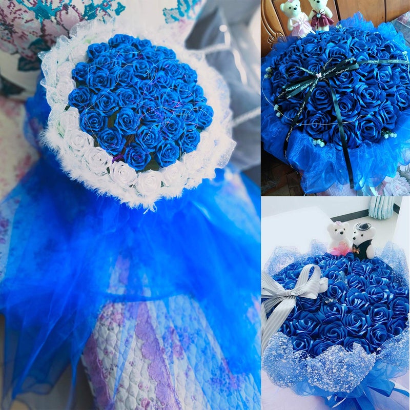 Anteer Crystal Organza Tulle Sheer Fabric Backdrop Curtains for Wedding Baby Shower Birthday Party Event Decor, 19â€ by 30 Yard (Royal Blue) - Image 3